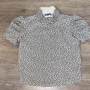 ZARA Black and Cream Leopard Print Shirt